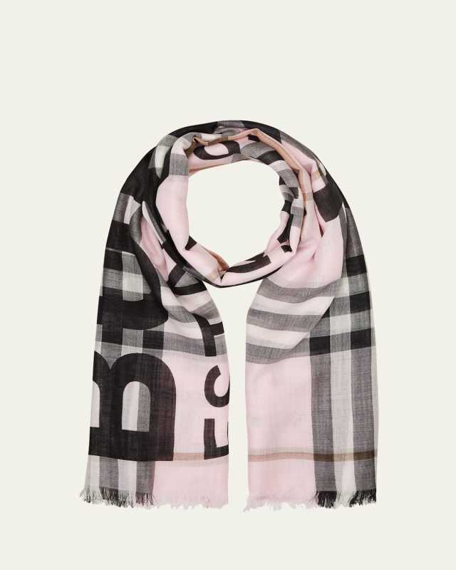 Horseferry-Print Giant Check Wool-Blend Scarf